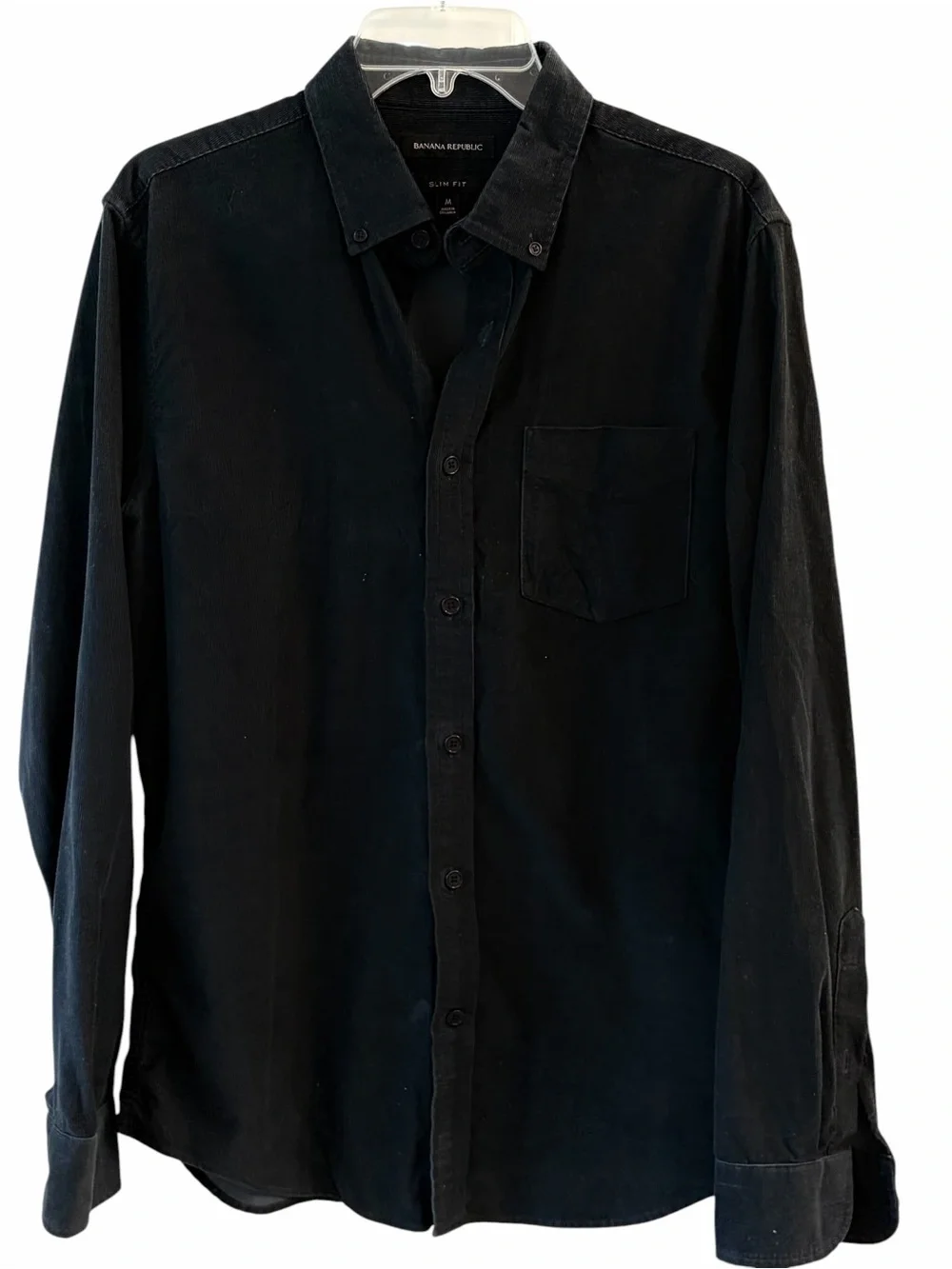 Banana Republic Lightweight Slim Fit Corduroy Button-Down Shirt Navy Medium